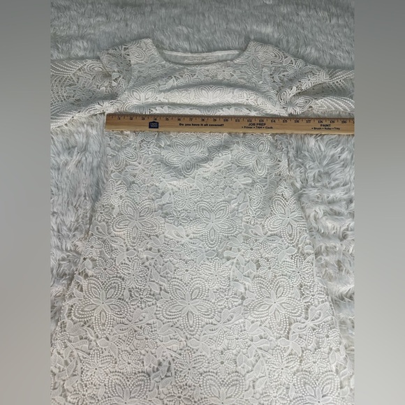 Anthropologie | White Charleston Lace Overlay Mini Scalloped Trim Dress - Picture 9 of 11